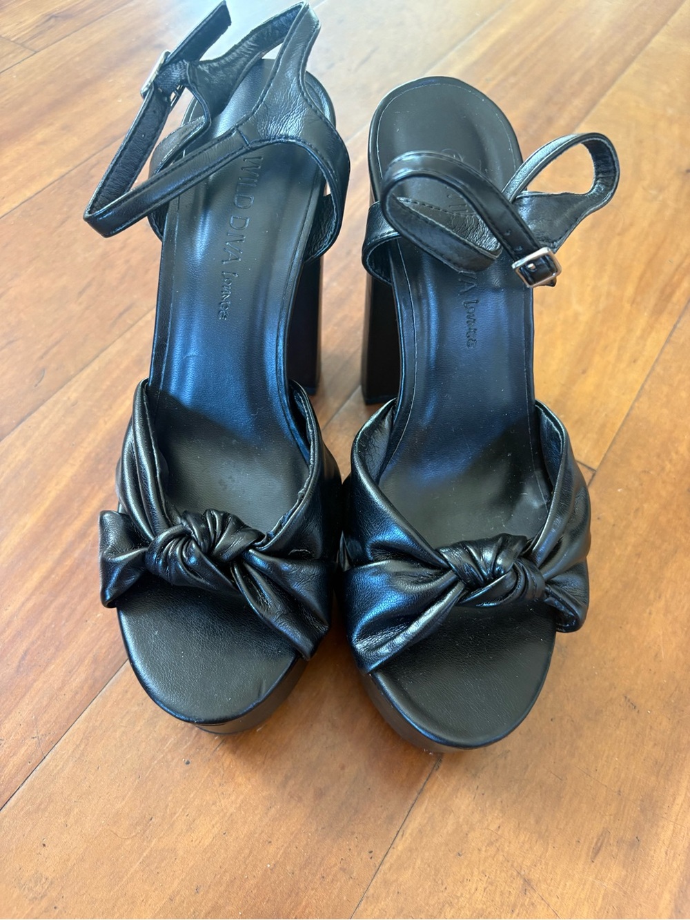 Wild Diva Black Knotted Platform Heels